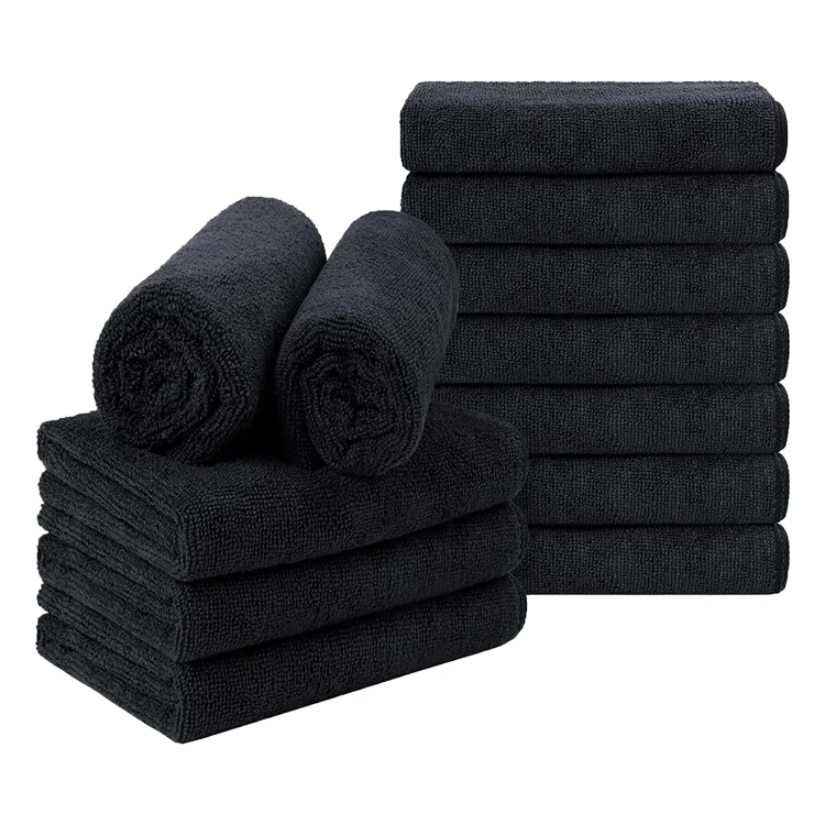 Wholesale bleach proof black hair salon towels microfiber beauty salon towel hair spa hand towels with logo custom printed