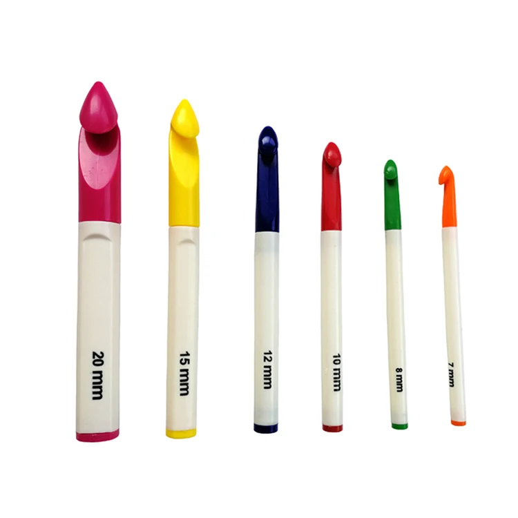 Factory Direct 6 pcs plastic multicolor single hook knitting needles sewing tool crochet hook sets