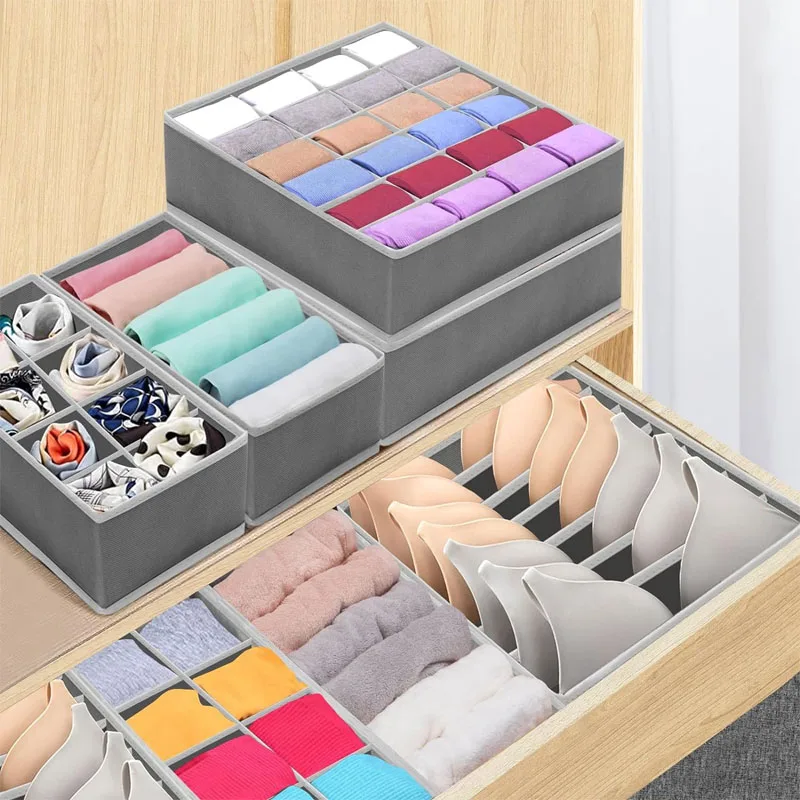 4pcs foldable wardrobe bra socks clothes scarf drawer underwear divided organizer