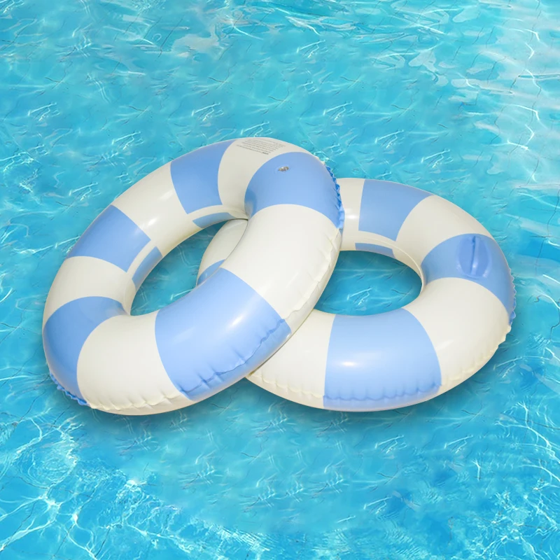 PVC Inflatable Swimming Ring Retro Striped Swim Floating Underarm Ring Summer Pool Floats With Handles For Beach Outdoor Party