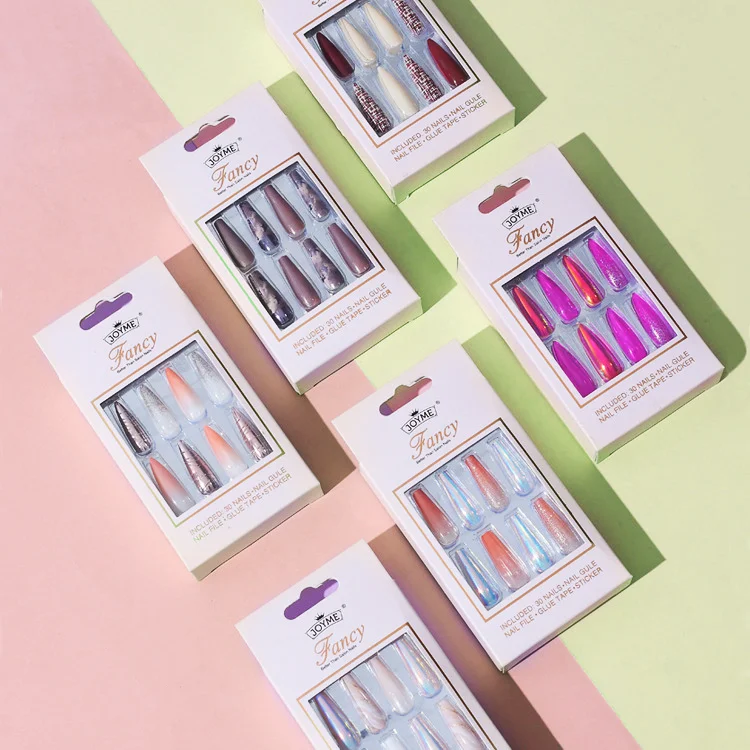 Vendor Custom Private Label Ballerina False long French Fake Coffin Press On Nails Tips Set Kit