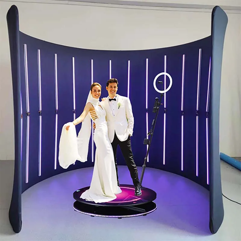2024 от производителя 360 фотобудка с логотипом на заказ RGB градусов светодиодное освещение бесплатные запасные части фоновые ковры совместимые камерой