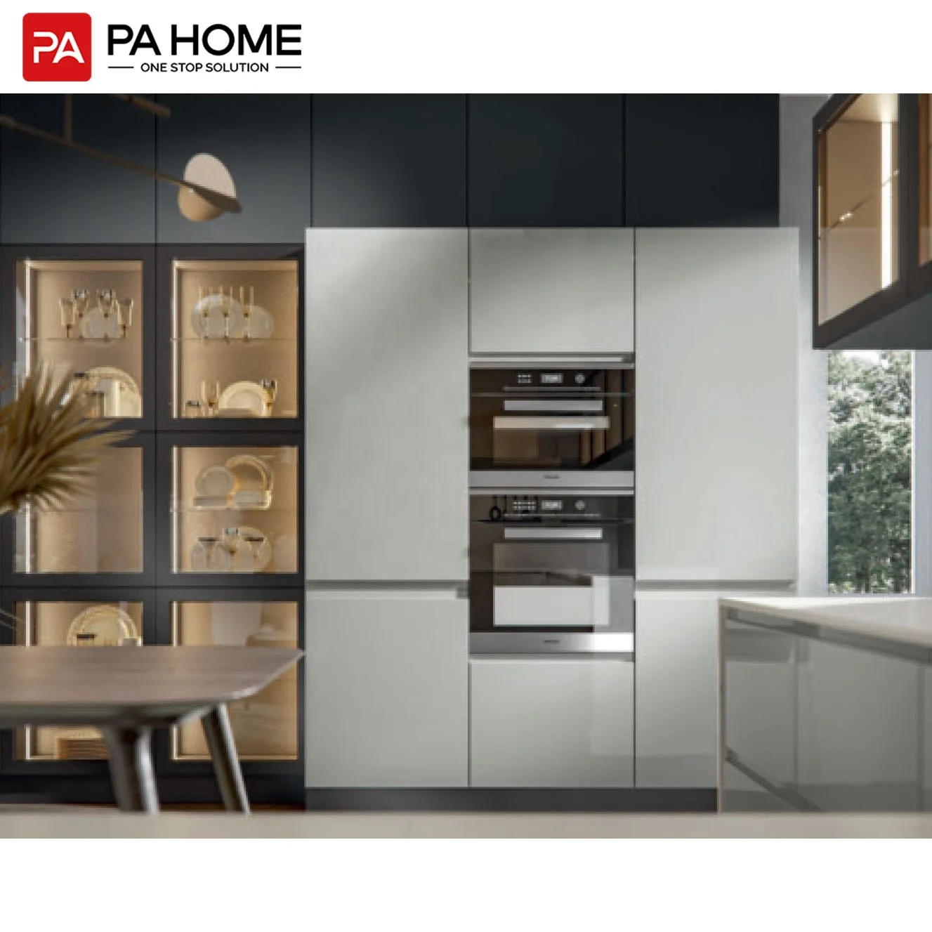 PA China wholesale custom modern white and green glossy kitchen cabinet doors