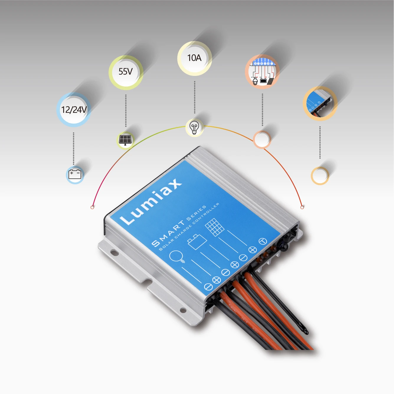 Lumiax 10A 20A 25A 12V 24V 3.2V 6.4V PWM IP67 Waterproof solar street light charge controller
