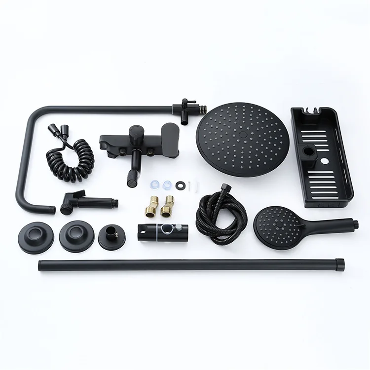 Sanitary ware bathroom wall mount faucet hot rain shower set square brass shower faucet shower mixer