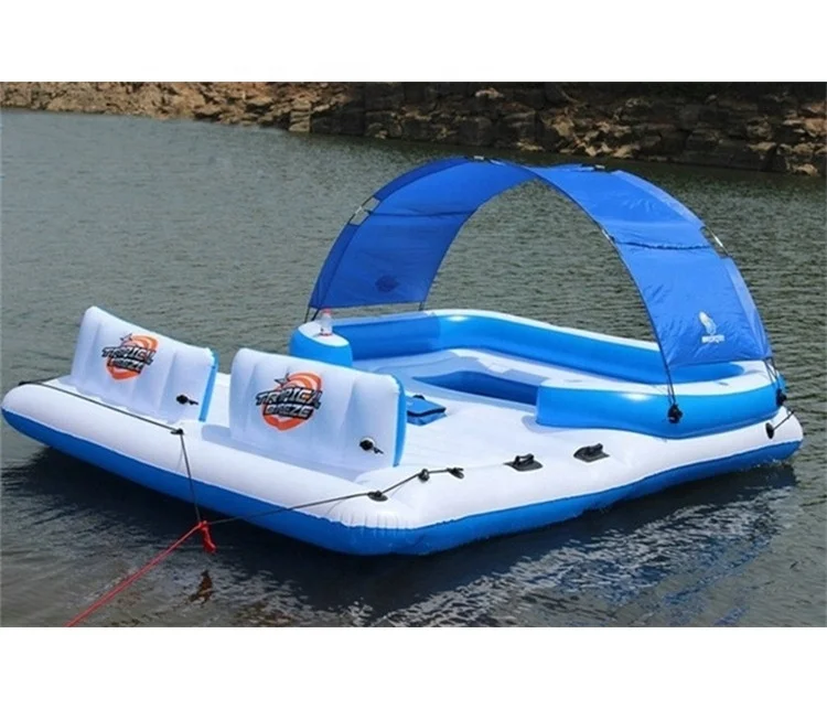 
Stock Sale 6 Person Inflatable Water Floating Island Adult Leisure Water Island Shade Boat 