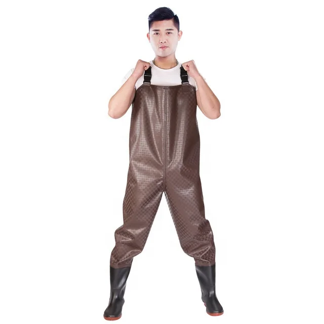 Outdoor PVC Coating Wader Fly Fishing Breathable Lightweight Fashion Seamless Chest Waders Waterproof Fishing Boots and Waders