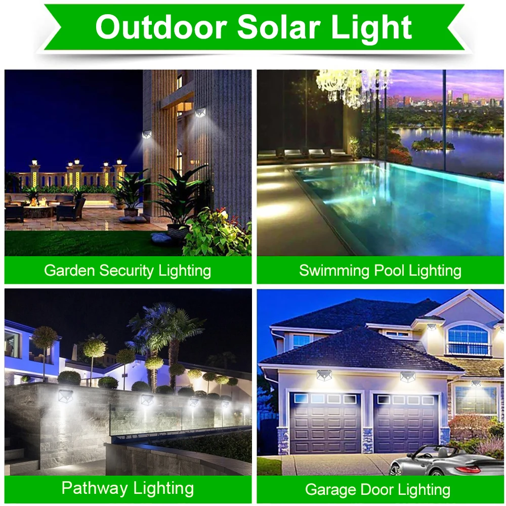  180 100 LED Solar Light Outdoor Lamp with Motion Sensor Waterproof Sunlight Powered for Garden