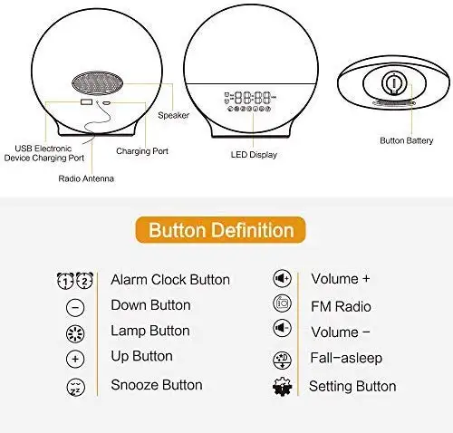 
Sunrise Sunset Simulation Dual Alarms and Snooze Function Wake Up Alarm Clock 