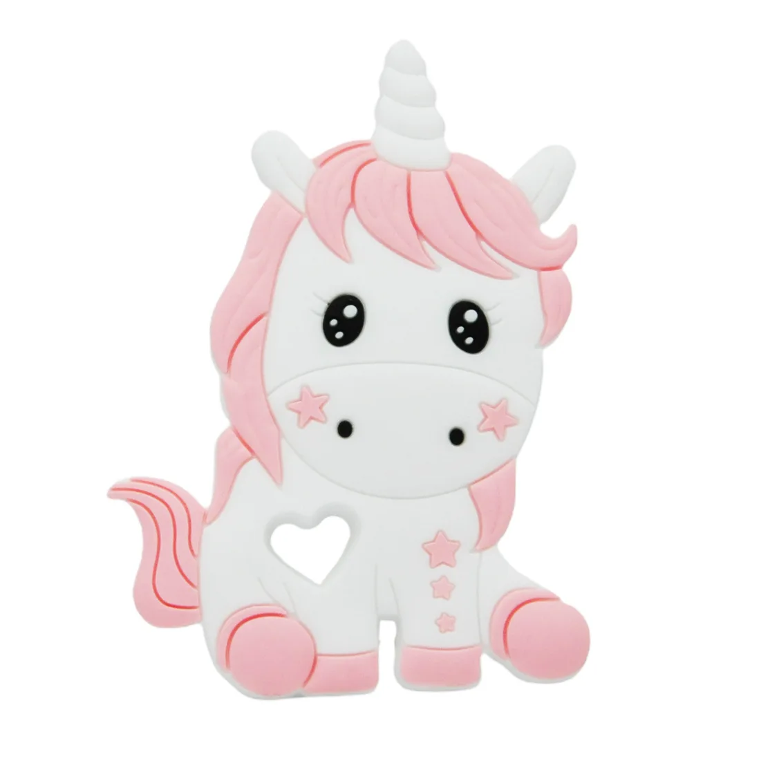 Wholesale BPA free food grade silicone unicorn chewing toys pink unicorn soft baby teether toys