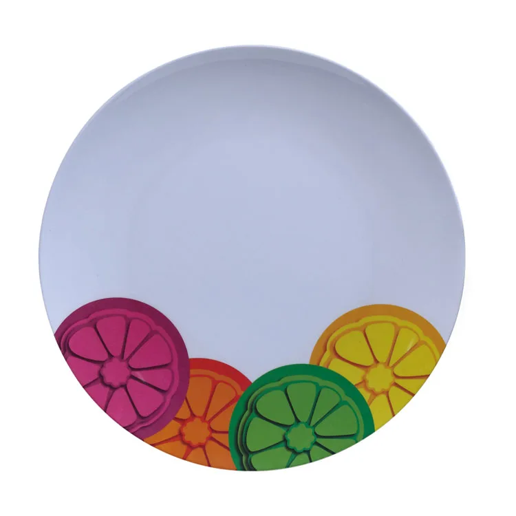 Пластиковая безопасная обеденная тарелка из меламина в форме листа банана, круглая тарелка