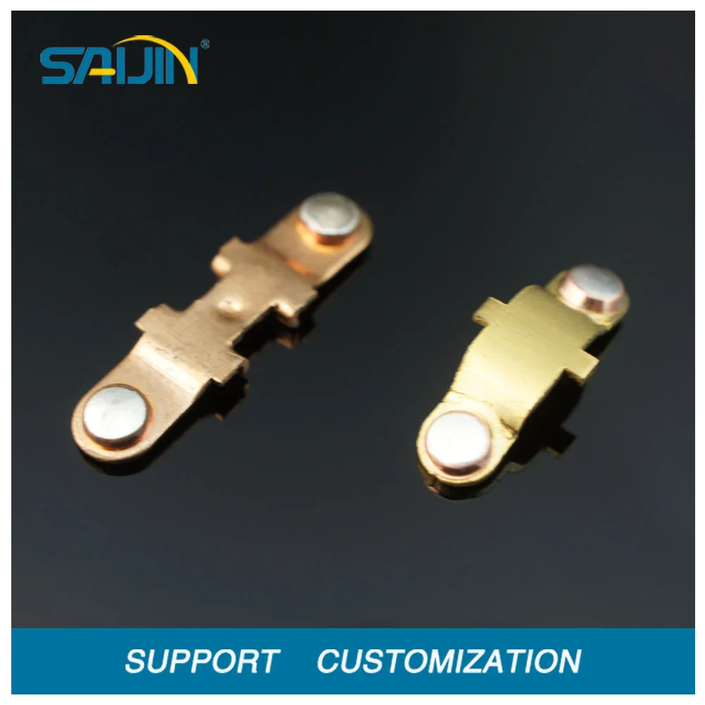 electrical sockets contact part silver copper inlay bimetal terminal contact part for switch brass contact