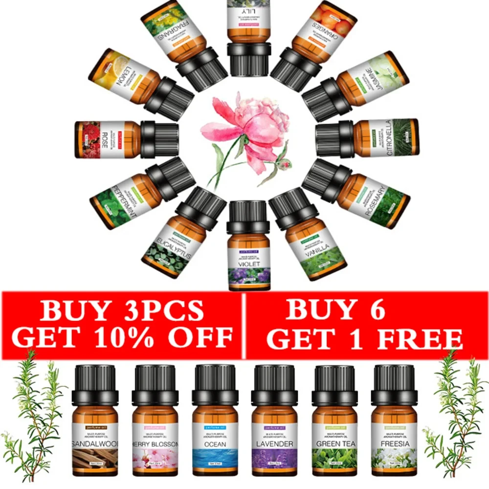 Lavender Essential Oil 10ml For Aromatherapy Aroma Diffuser Humidifier Diffused Stone Jasmine Water-soluble Plant Oil