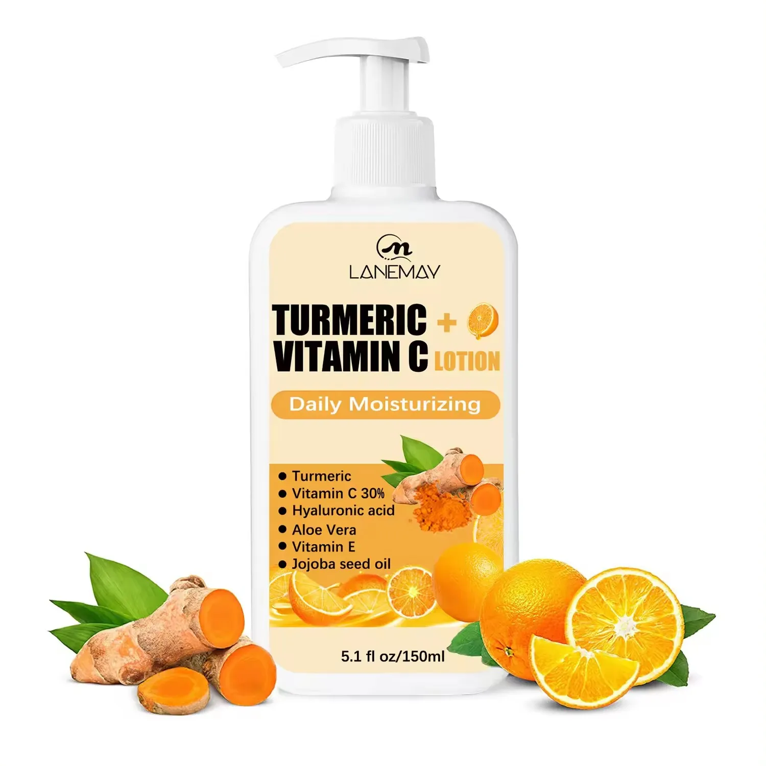 OEM Natural Organic Skin Care Moisturizing Whitening Tumeric Lotion Vitamin C  Not Greasy Anti Acne Turmeric Body Lotion