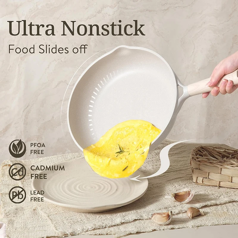 8PCS White Cheap Non Stick Granite Forged Die Cast Cookware Set Kitchenware with Glass Cover