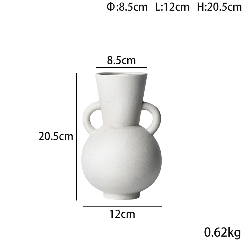 Wholesale durable round double-eared potbelly modern ceramic floor floral vase