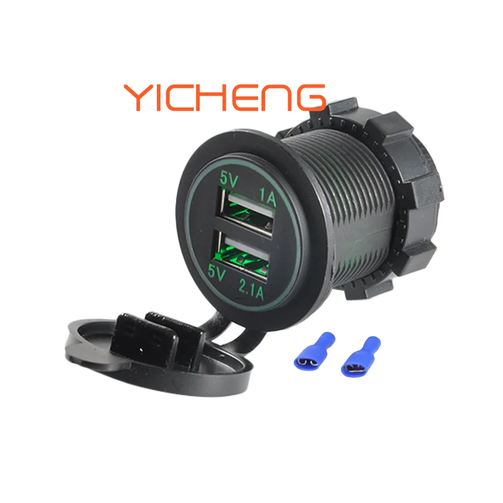 3.1A DC 12V Marine Car Dual Charger Socket USB Charging Port with Panel Mount