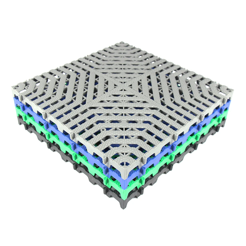 40x40x3 Factory Free Design Anti-skid Plastic PP Interlocking Car Wash Drain Garage Floor Tile for Garage Plastic Flooring