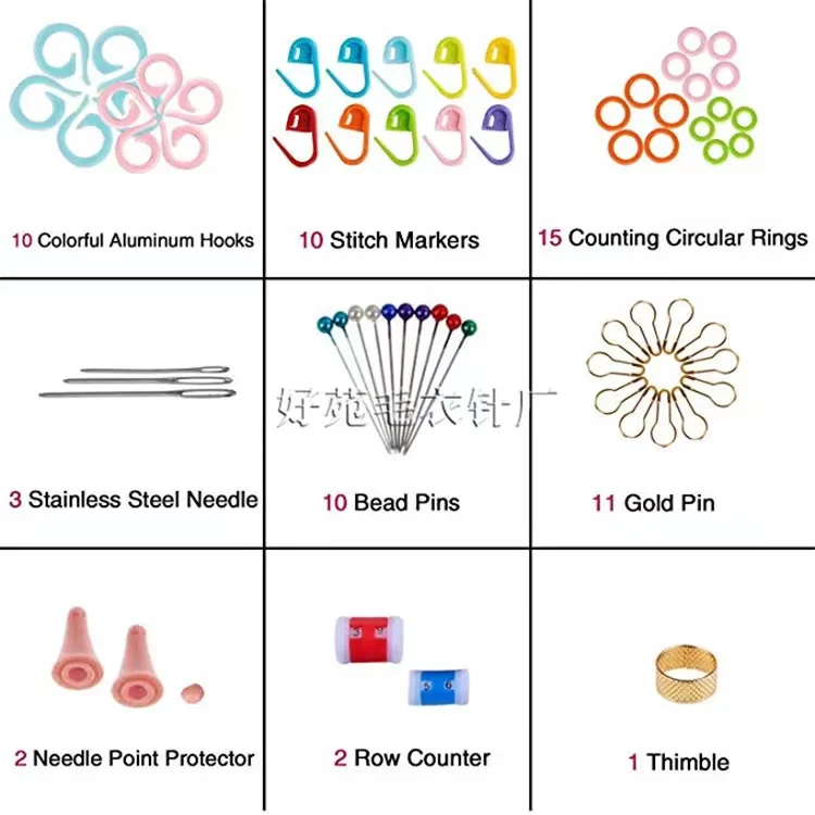 1mm-10mm Soft Touch Rubber Handle Crochet Hooks Knitting Knit Needles Set