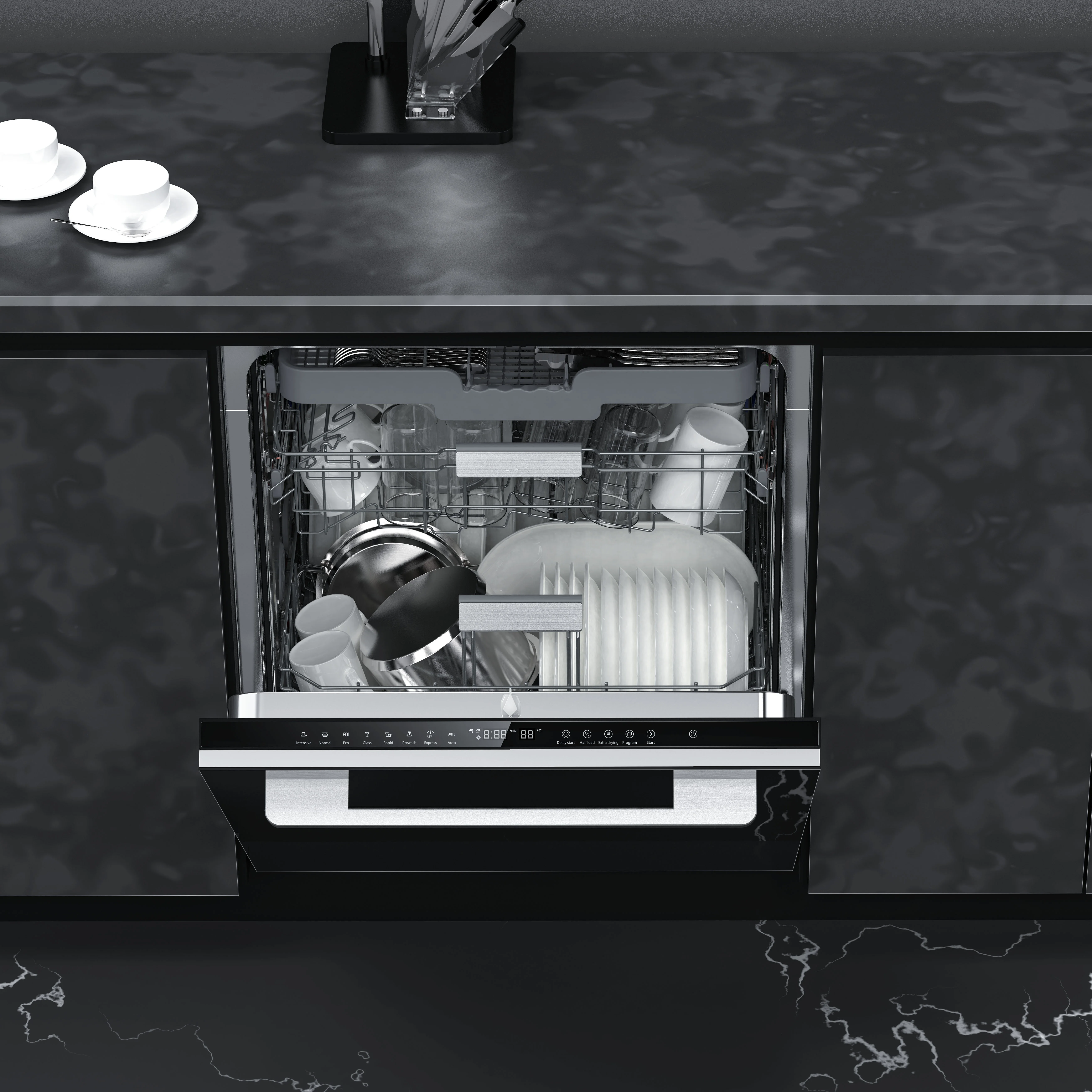 Kitchen Built-in Washing Machine  Dishes Dishwasher Fully Integrated Washing Dishes Machine