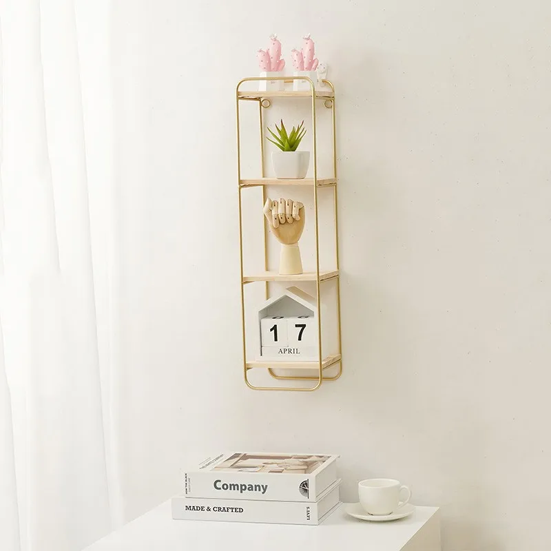 Metal iron wall shelf wall hanging storage shelf with wood plate coffee shop living room dining room wall decoration