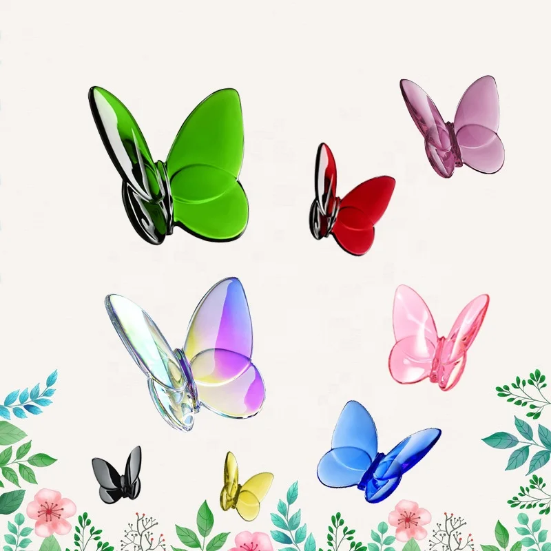 CRYSTOWN Crystal Glass Butterfly Natural Crystal Craft Healing Stones Rainbow Fluorite Carving Craft Ornament Wedding Souvenirs