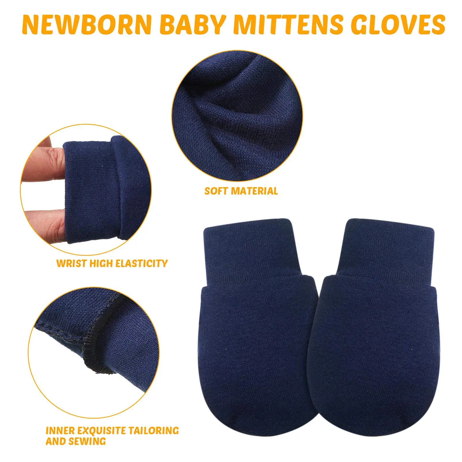6 Pairs Newborn Baby Mittens Infant Toddler Mittens No Scratch Mittens Cotton GMittens for 0-6 Months Baby Boys Girls