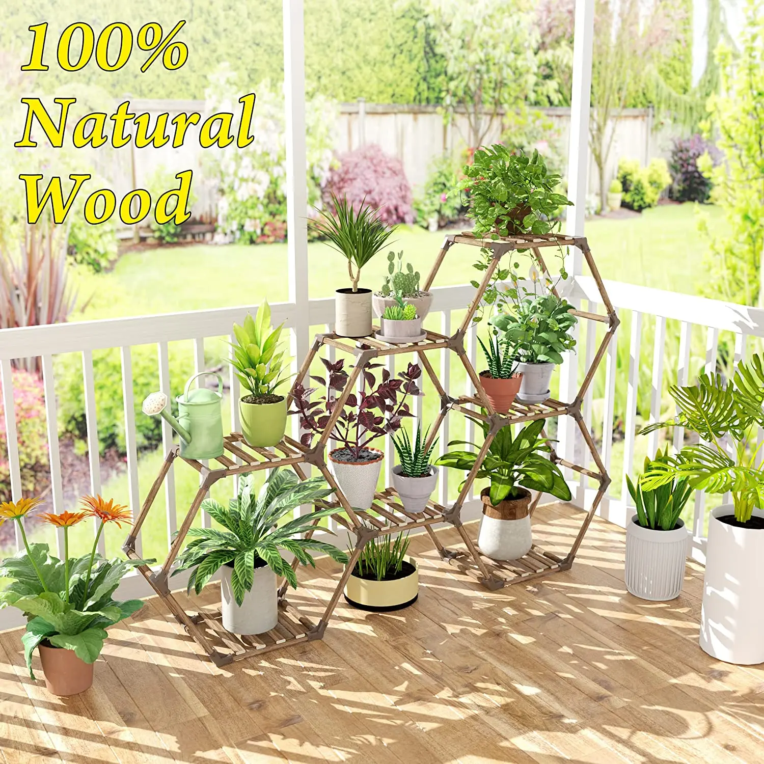Hot sale 7 tiers large corner plants holder multiple flower pots garden hexagonal indoor shelf display rack plant stand