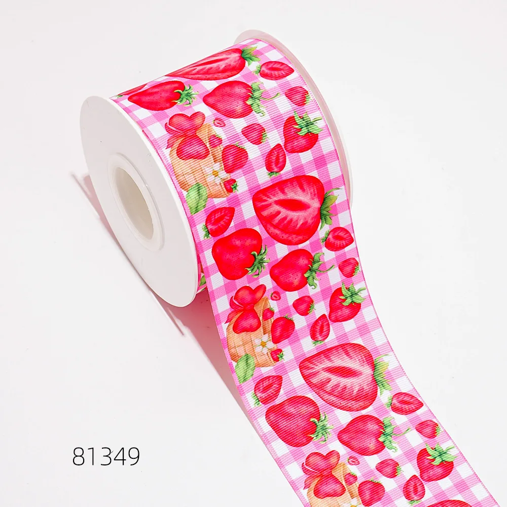 Wholesale Christmas Gift Decoration Ribbon Holiday Supplies Fruit Print Christmas Webbing