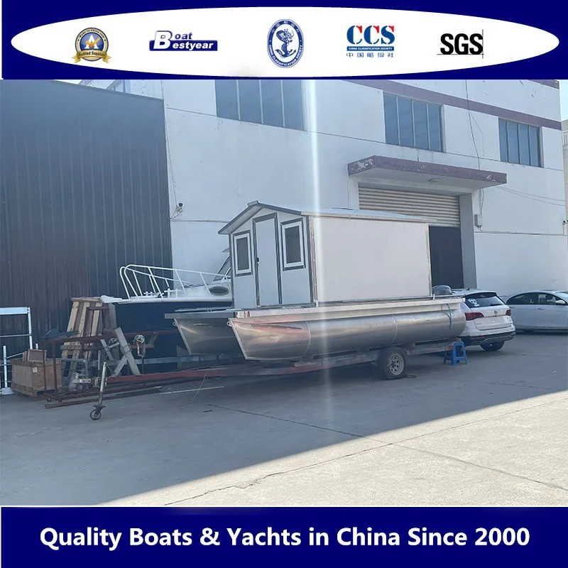 Bestyear 5.5m Aluminum Hull House Boat fishing inside