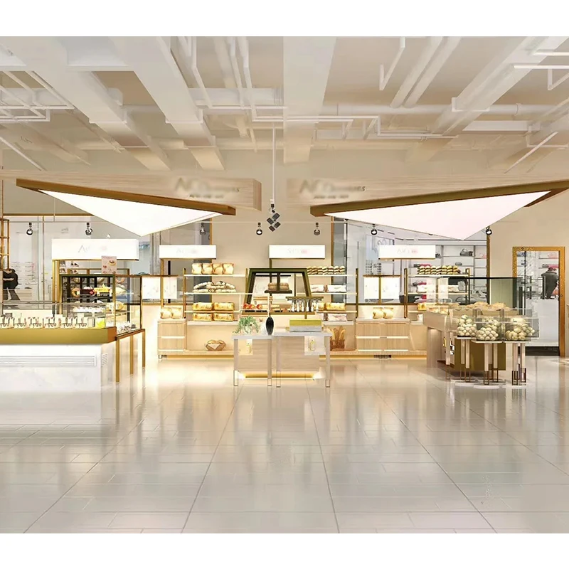 Trendy Cake Bread Shop Showcase Cabinet Bakery Store Fixture Bread Display Rack Popular Wooden Bread Display Shelf