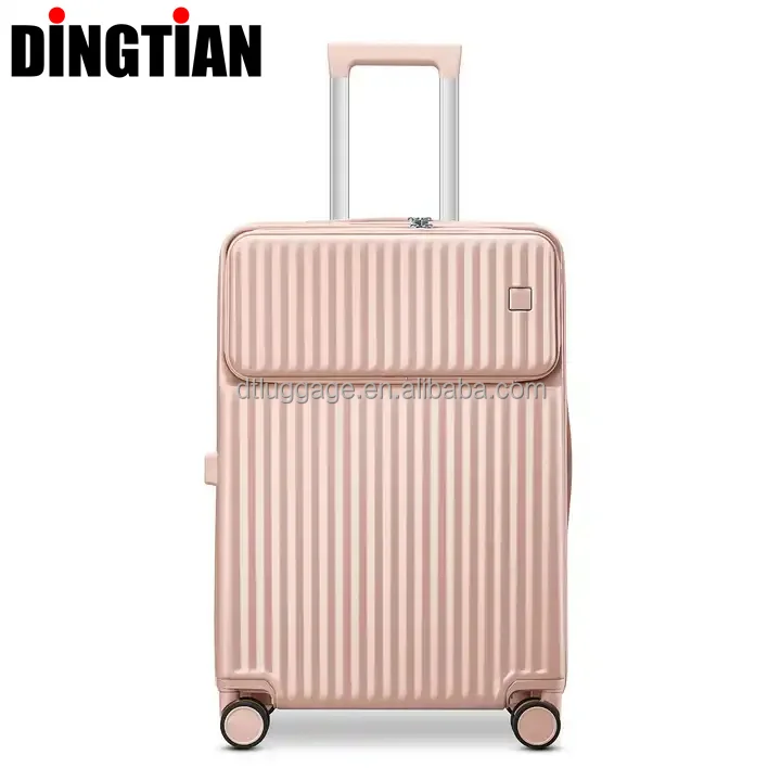 Universal Wheels Tsa Lock Password Boarding Laptop Computer Pocket Type-C Usb Trolley Travel Suitcase Front Opening Luggage