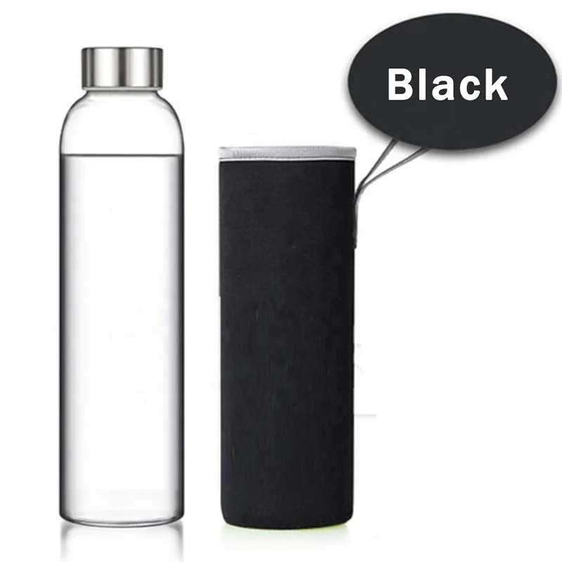 High quality glass water bottle 420ml/600ml Unbreakable borosilicate glass water bottle