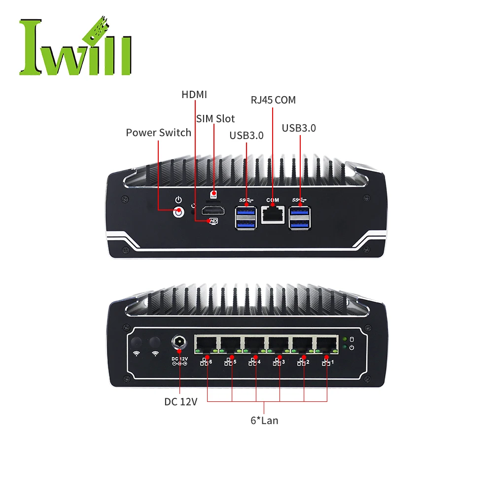 6 rj45 1000m lan 8th gen i3 i5 i7 mini pc quad core fanless pfsense  for Kiosk Interactive info system