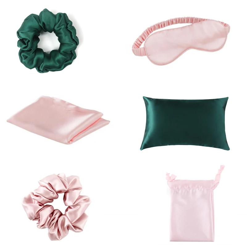 Подарочный набор с шелковым атласным мешочком наволочкой-конвертом резинкой и маской для глаз женщин девушек дома