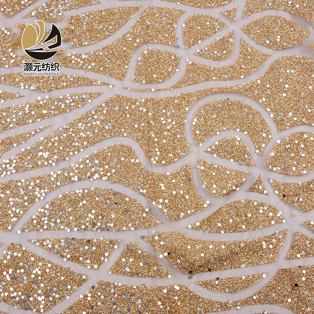 Высококачественная нейлоновая блестящая ткань с волнистым рисунком и серебряными блестками