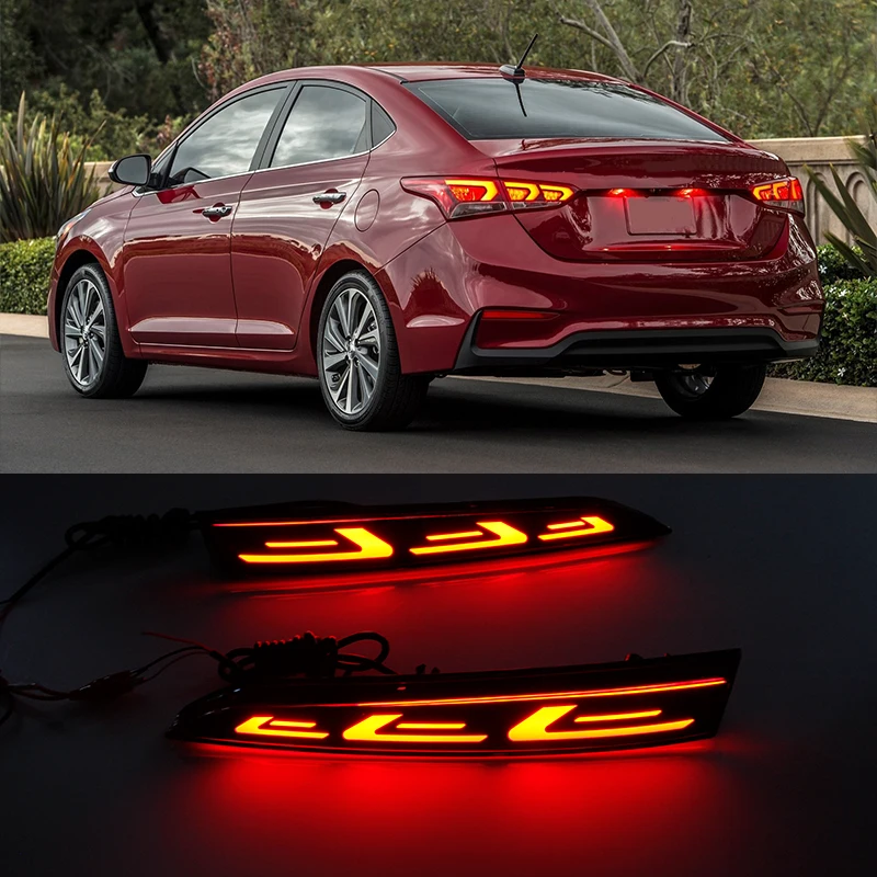  Большой Водонепроницаемый 12В водить автомобиль для 2018 2019 2020 Hyundai Accent/Verna задний бампер свет авто задние стоп-сигналы Светодиодный