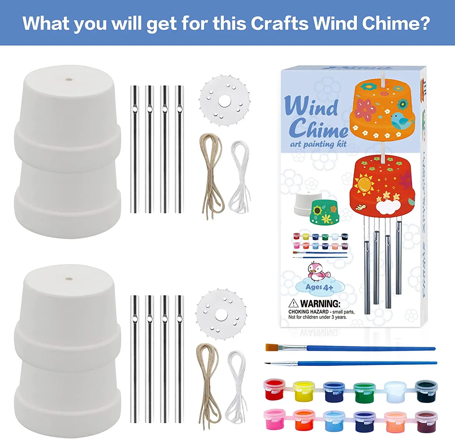 Puzzle painting filled outdoor wind chimes D2 Packs Arts Crafts Construct Paint Wind Powered Musical Chime DIY Gift Wind Chime