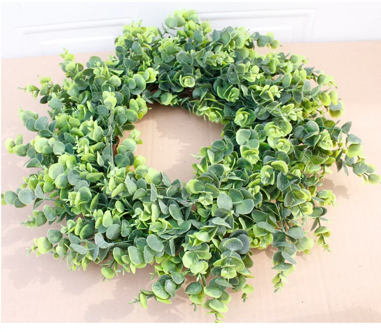 Wholesale grapevine wreaths artificial leaves green christmas door wreaths Eucalyptus Wreaths For front door