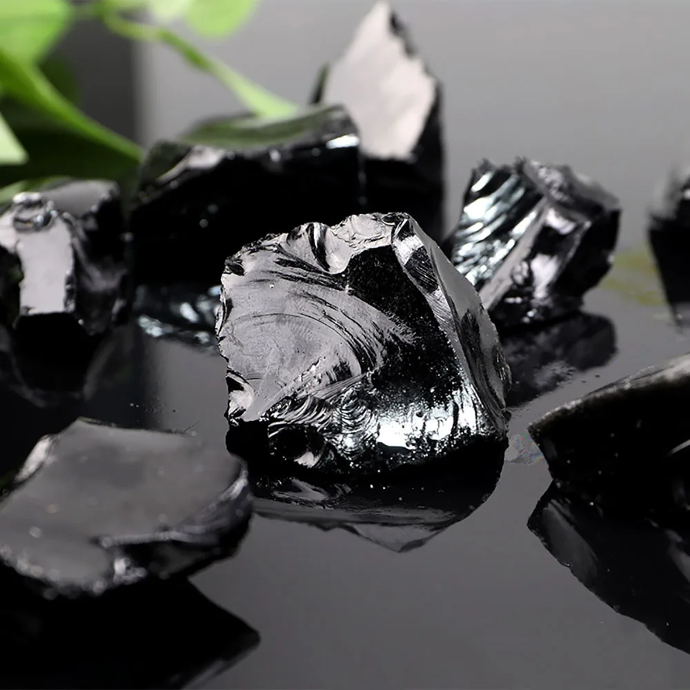 Natural black obsidian raw stone wholesale black obsidian crystal aromatherapy stone