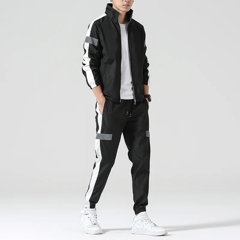 Wholesale custom cheap high quality 2 pieces white sports tracksuits polyester track suit for men