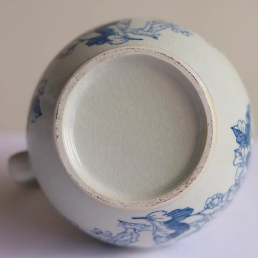 Chinese Traditional Jug Pitcher Jar Home Decorative Ceramic Blue & White Vintage Vase with Handle