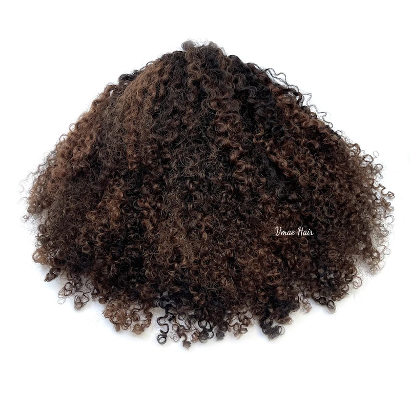 VMAE Virgin Balayage Color Curly Edge Afro Kinky Curly Coily Curls 44 55 HD Lace Closure Frontal Base Human Hair Wig Black Women