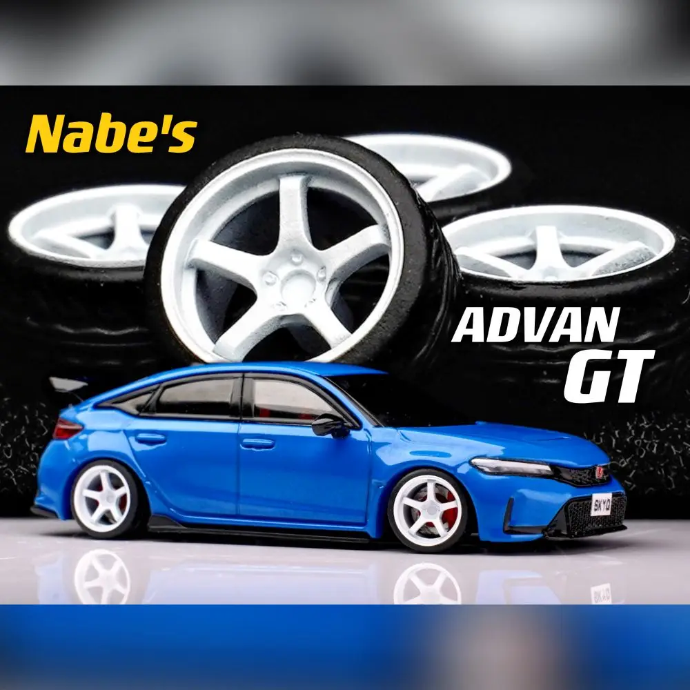 1/64 Nabes Chika Wheels  BBS RS / Supper RS Stance Rubber Tires for 1:64 Model Car