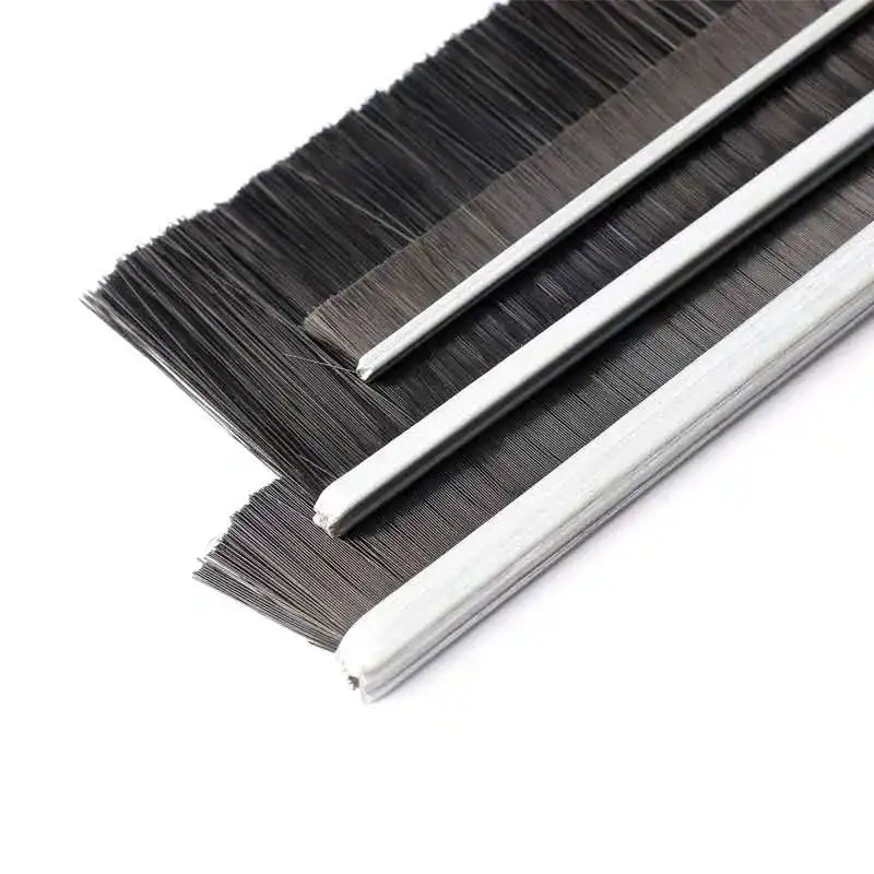 H-Shape Aluminum Alloy Holder Sliding Door Bottom Seal Strip Nylon Brush Weather Stripping