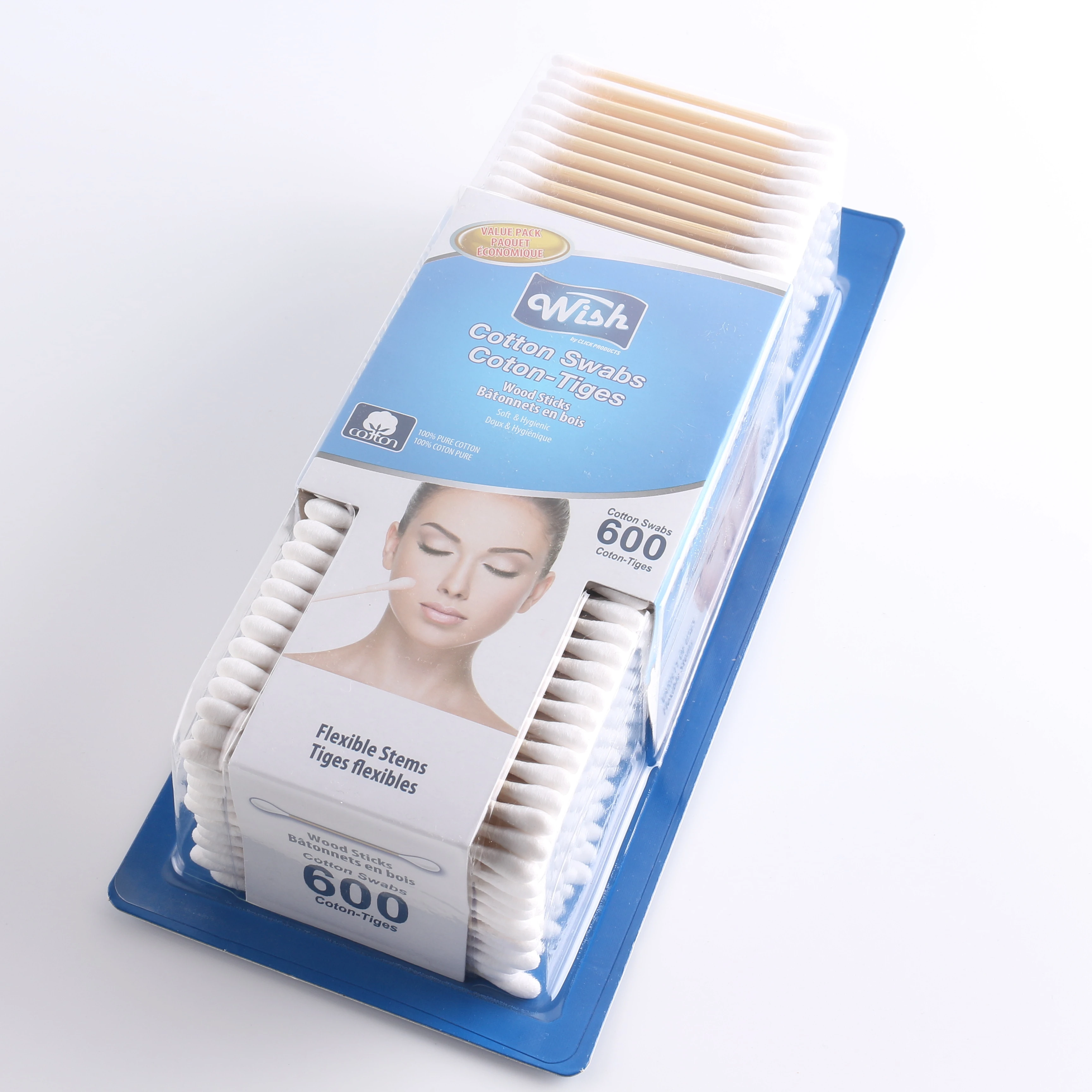 Оптовая Продажа с фабрики высококачественные деревянные палочки из чистого хлопка двойным наконечником 600 шт. бамбуковые ватные в открытке