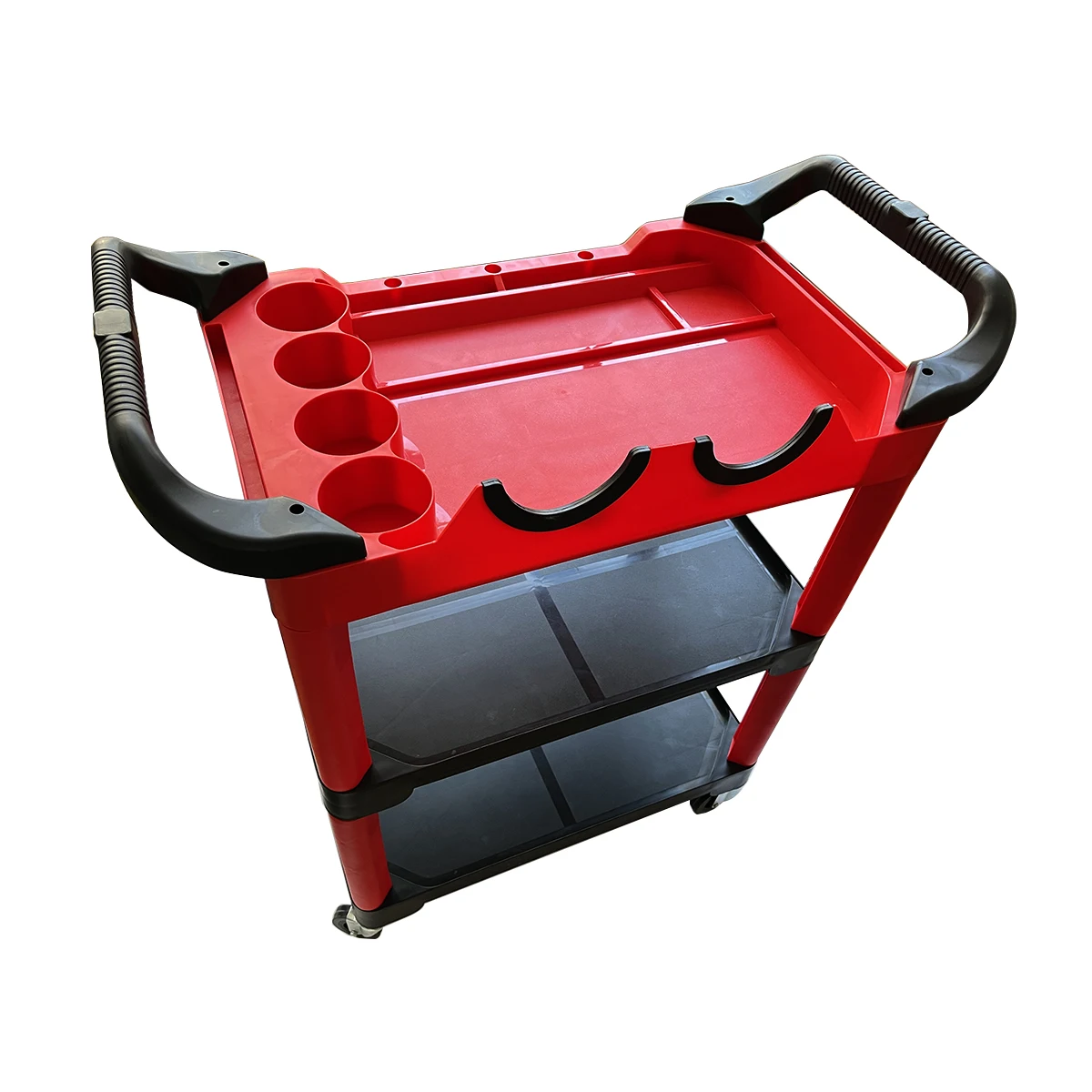 Folding Plastic Cart With Wheels 3 Shelf Tool Cart For Home Warehouse