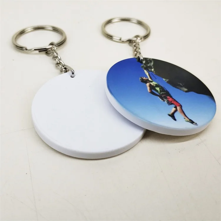 round shape Factory Price Blank Sublimation Keychain Polymer Plastic Keychain