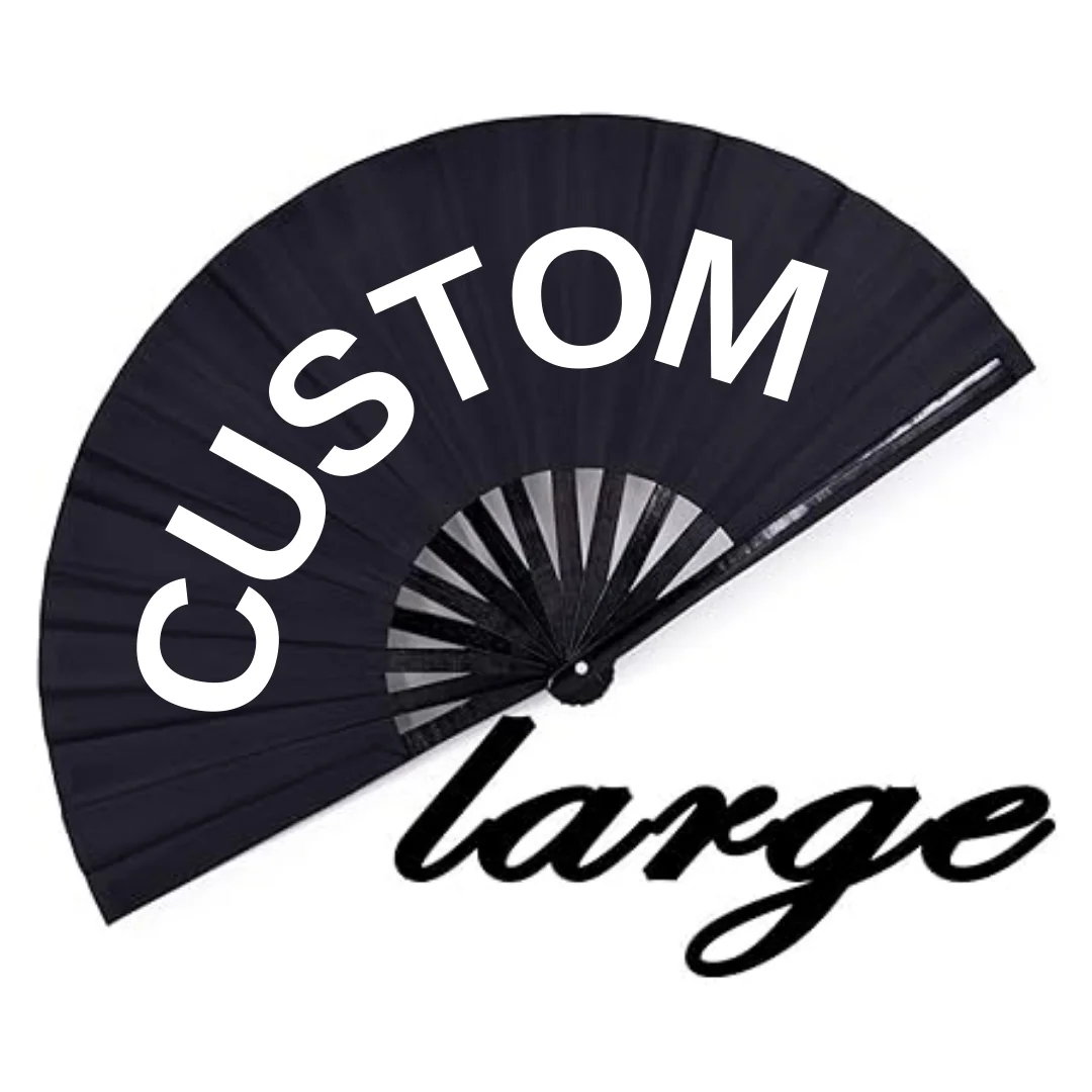 Large Reflective Hand Fan 27cm / 33cm Holographic UV Fan High Premium Bamboo Folding Clack Rave Fan for Party Use