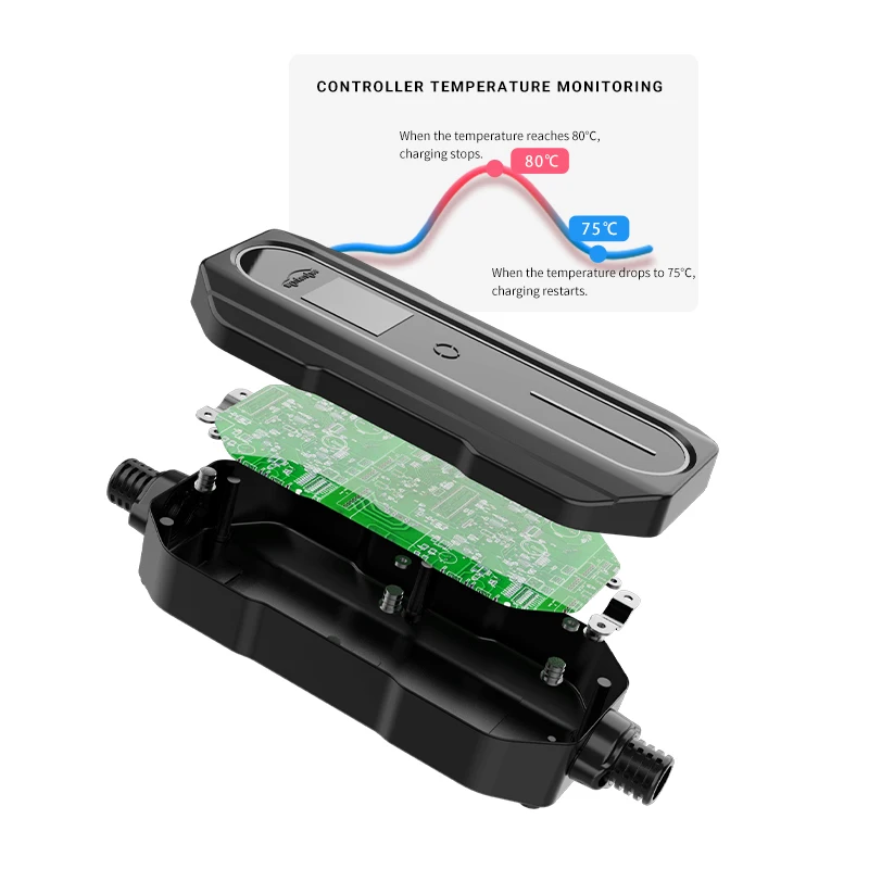 Portable EV Charger IEC 62196 Type 2 Level 2 EV Fast Charging 10- 32A 7kw Electric Car Charger with Control box 5 meters Cable